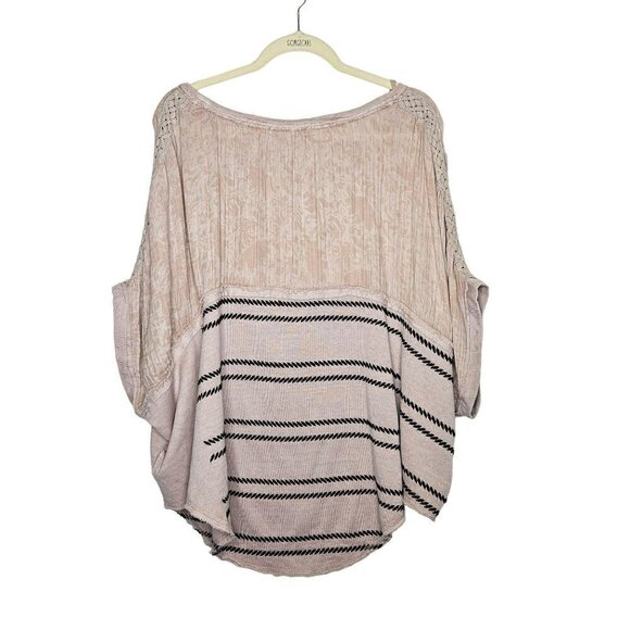 Free People Women's Right Back Dolman Boho Striped Knit Top Sz M Pink & Beige - Picture 8 of 12